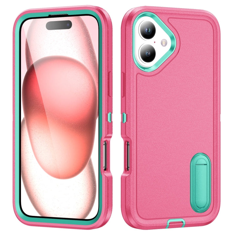 Rugged PC + Silicone Phone Case with Holder, For iPhone 16 Pro, For iPhone 16 Plus