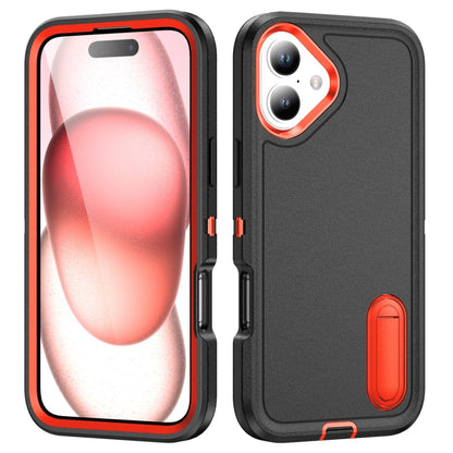 Rugged PC + Silicone Phone Case with Holder, For iPhone 16 Pro, For iPhone 16 Plus