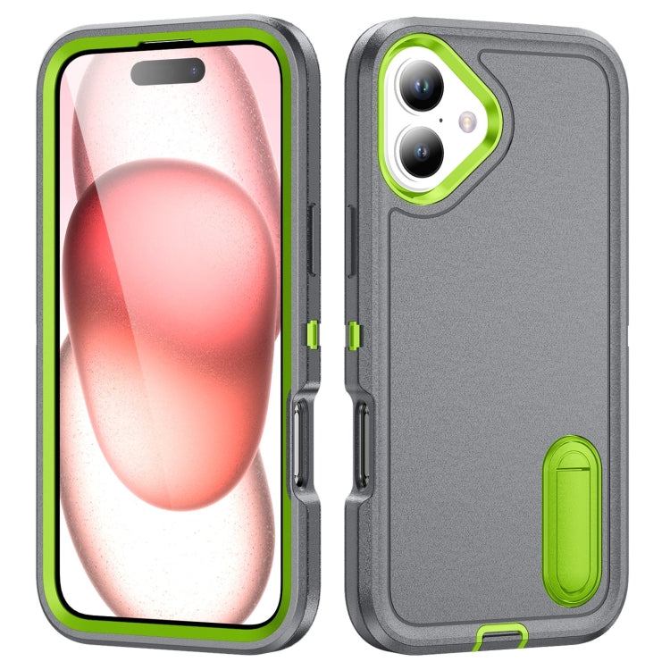 Rugged PC + Silicone Phone Case with Holder, For iPhone 16 Pro, For iPhone 16 Plus