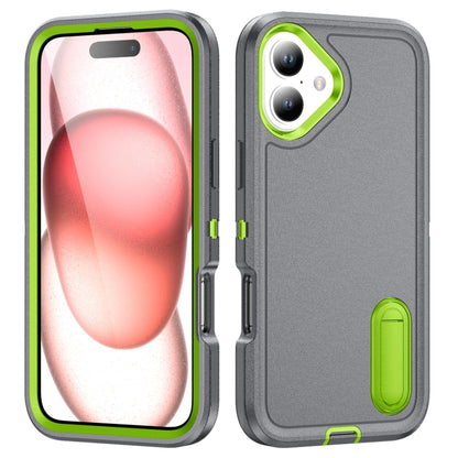 Rugged PC + Silicone Phone Case with Holder, For iPhone 16 Pro, For iPhone 16 Plus
