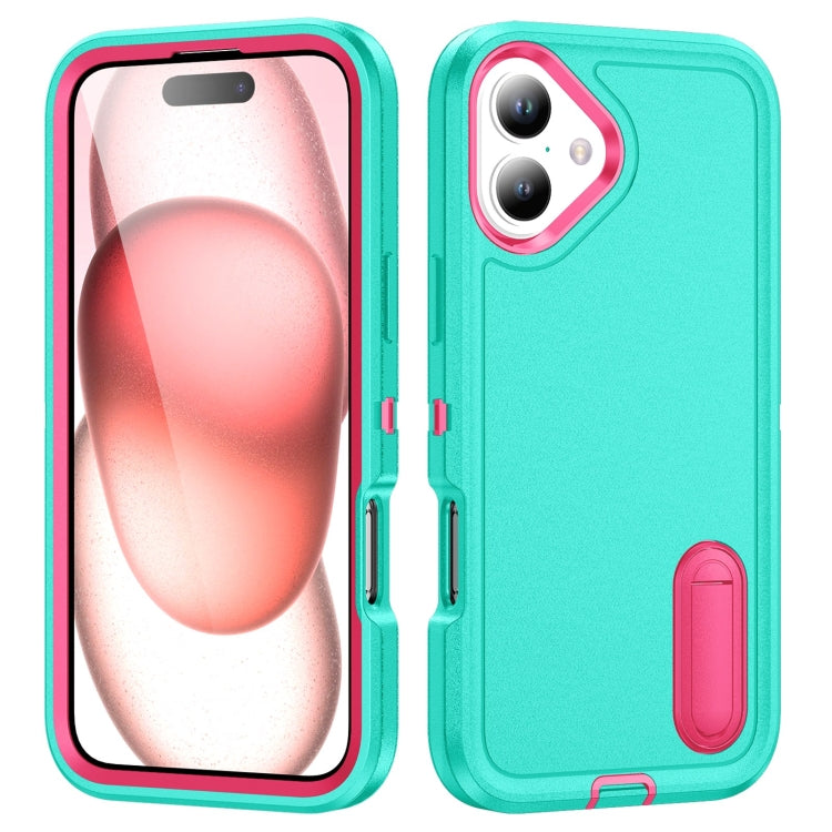 Rugged PC + Silicone Phone Case with Holder, For iPhone 16 Pro, For iPhone 16 Plus