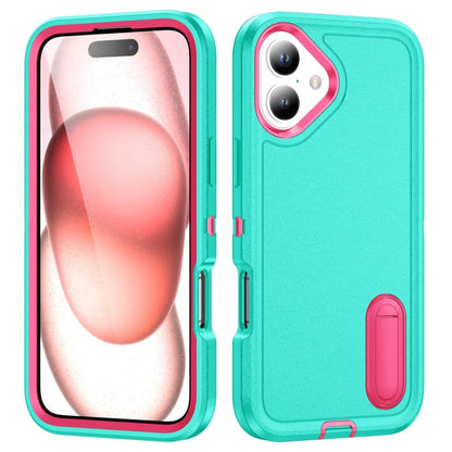 Rugged PC + Silicone Phone Case with Holder, For iPhone 16 Pro, For iPhone 16 Plus