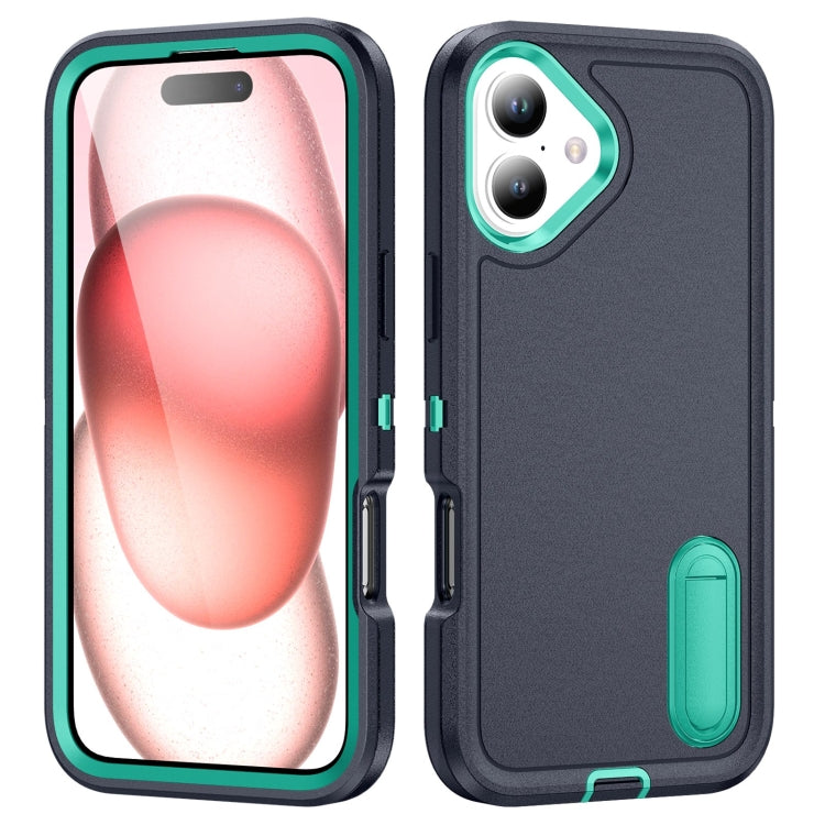 Rugged PC + Silicone Phone Case with Holder, For iPhone 16 Pro, For iPhone 16 Plus