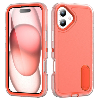 Rugged PC + Silicone Phone Case with Holder, For iPhone 16 Pro, For iPhone 16 Plus