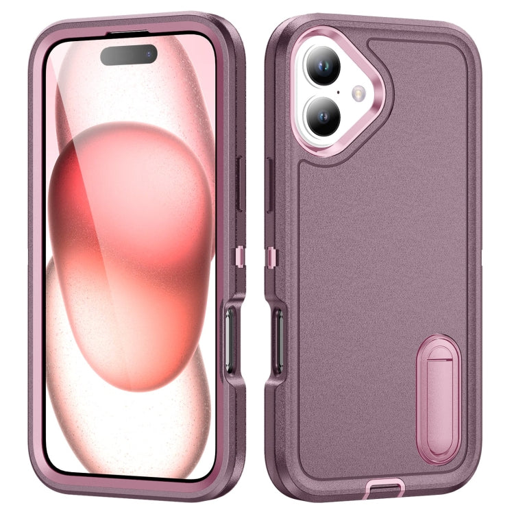 Rugged PC + Silicone Phone Case with Holder, For iPhone 16 Pro, For iPhone 16 Plus