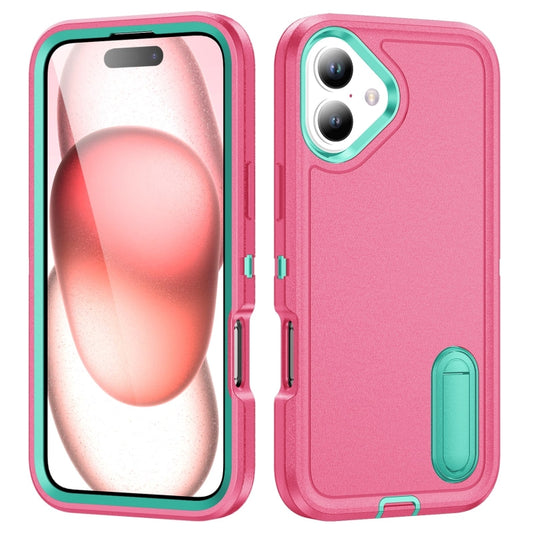 Rugged PC + Silicone Phone Case with Holder, For iPhone 16