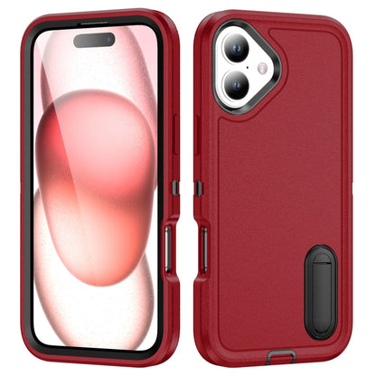 Rugged PC + Silicone Phone Case with Holder, For iPhone 16