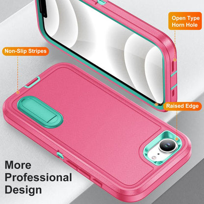 Rugged PC + Silicone Phone Case with Holder, For iPhone 17e / 16e, For iPhone 17