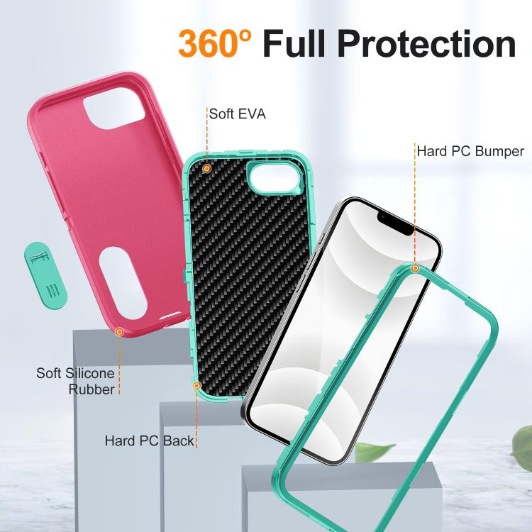 Rugged PC + Silicone Phone Case with Holder, For iPhone 17e / 16e, For iPhone 17