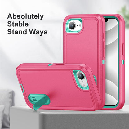 Rugged PC + Silicone Phone Case with Holder, For iPhone 17e / 16e, For iPhone 17