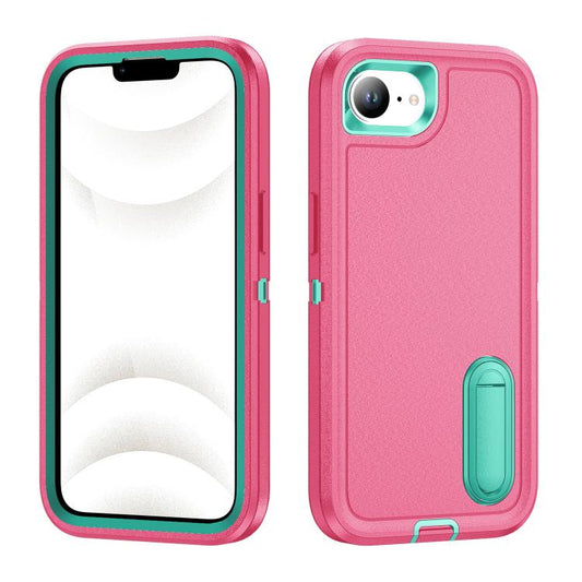 Rugged PC + Silicone Phone Case with Holder, For iPhone 17e / 16e, For iPhone 17