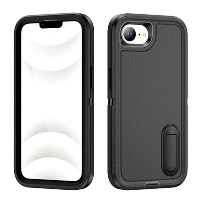 Rugged PC + Silicone Phone Case with Holder, For iPhone 17e / 16e, For iPhone 17