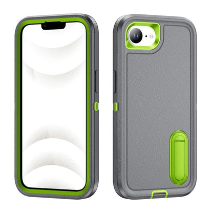 Rugged PC + Silicone Phone Case with Holder, For iPhone 17e / 16e, For iPhone 17