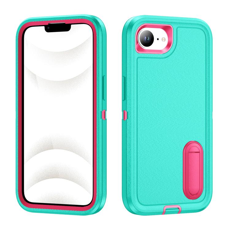 Rugged PC + Silicone Phone Case with Holder, For iPhone 17e / 16e, For iPhone 17