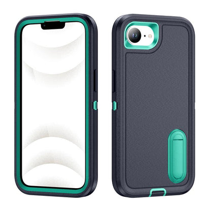 Rugged PC + Silicone Phone Case with Holder, For iPhone 17e / 16e, For iPhone 17