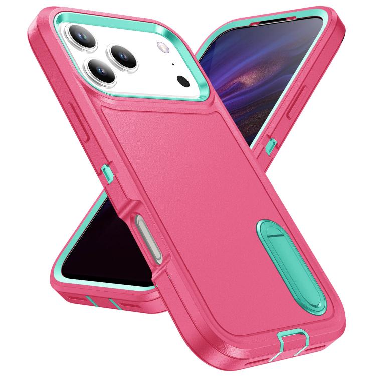 Rugged PC + Silicone Phone Case with Holder, For iPhone 17 Pro, For iPhone 17