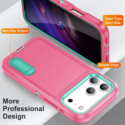 Rugged PC + Silicone Phone Case with Holder, For iPhone 17 Pro, For iPhone 17