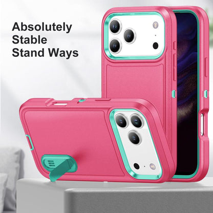 Rugged PC + Silicone Phone Case with Holder, For iPhone 17 Pro, For iPhone 17
