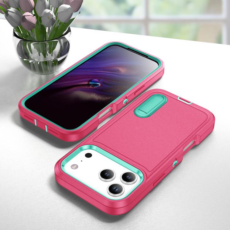 Rugged PC + Silicone Phone Case with Holder, For iPhone 17 Pro, For iPhone 17