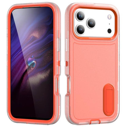 Rugged PC + Silicone Phone Case with Holder, For iPhone 18 Pro / 17 Pro, For iPhone 18 Pro Max / 17 Pro Max