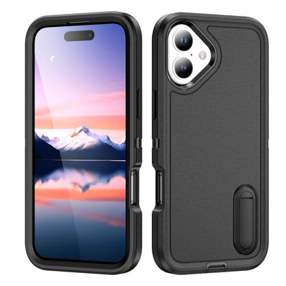 Rugged PC + Silicone Phone Case with Holder, For iPhone 17e / 16e, For iPhone 17