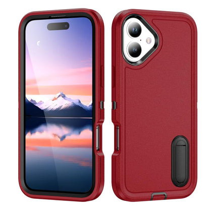 Rugged PC + Silicone Phone Case with Holder, For iPhone 17e / 16e, For iPhone 17
