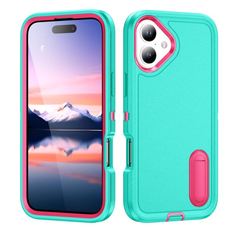 Rugged PC + Silicone Phone Case with Holder, For iPhone 17e / 16e, For iPhone 17