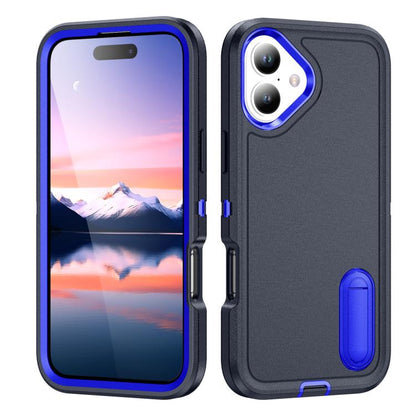 Rugged PC + Silicone Phone Case with Holder, For iPhone 17e / 16e, For iPhone 17