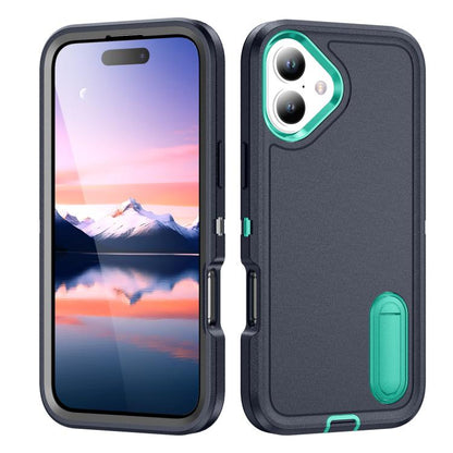 Rugged PC + Silicone Phone Case with Holder, For iPhone 17e / 16e, For iPhone 17