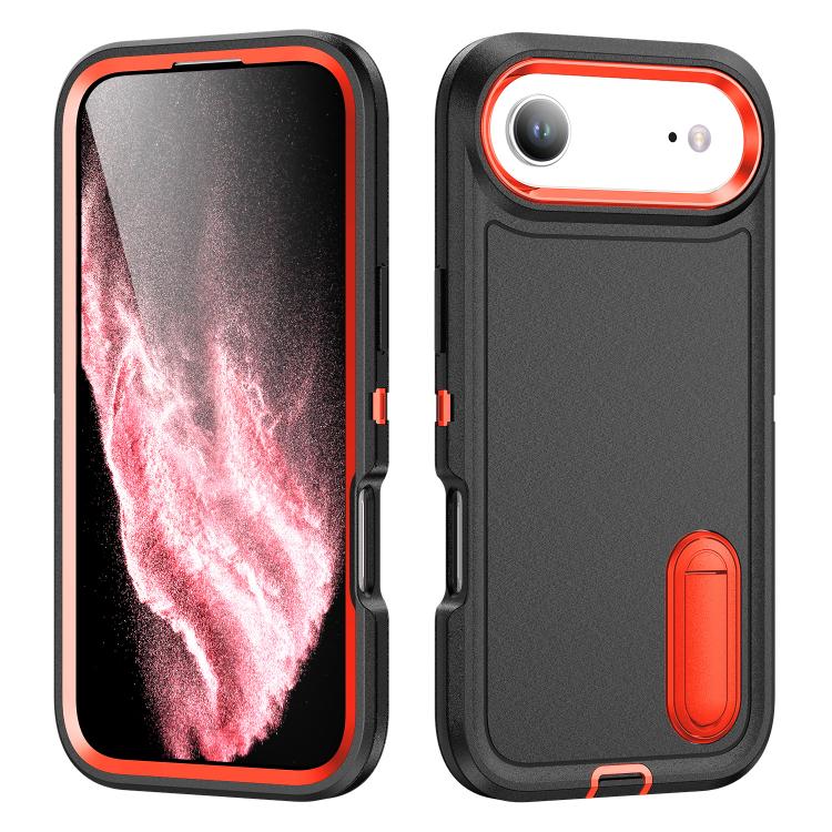 Rugged PC + Silicone Phone Case with Holder, For iPhone Air, For iPhone 16 Pro Max