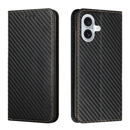 Carbon Fiber Texture Magnetic Flip Leather Phone Case, For iPhone Air, For iPhone 16 Pro Max, For iPhone 16 Pro, For iPhone 16 Plus