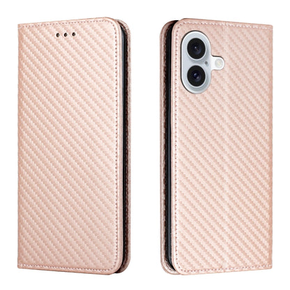 Carbon Fiber Texture Magnetic Flip Leather Phone Case, For iPhone Air, For iPhone 16 Pro Max, For iPhone 16 Pro, For iPhone 16 Plus