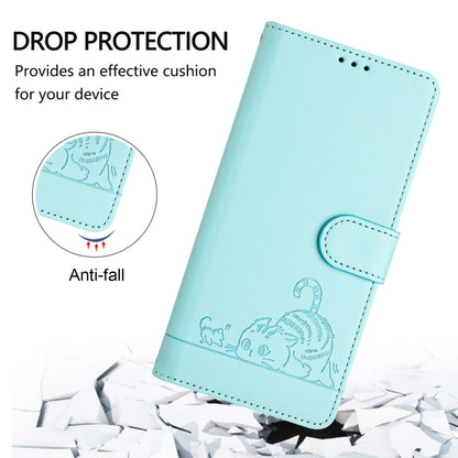 Cat Rat Embossed Pattern RFID Leather Phone Case with Lanyard