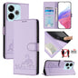 Cat Rat Embossed Pattern RFID Leather Phone Case with Lanyard, For Redmi 14C 4G, For Redmi K70 Ultra 5G Global, For Redmi 13 4G
