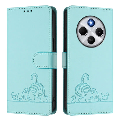 Cat Rat Embossed Pattern RFID Leather Phone Case with Lanyard