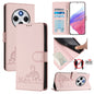 Cat Rat Embossed Pattern RFID Leather Phone Case with Lanyard