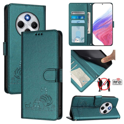 Cat Rat Embossed Pattern RFID Leather Phone Case with Lanyard, For Redmi 14C 4G, For Redmi K70 Ultra 5G Global, For Redmi 13 4G