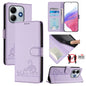 Cat Rat Embossed Pattern RFID Leather Phone Case with Lanyard, For Redmi Note 14 5G, For Redmi Note 14 Pro 5G, For Redmi 14C 4G, For Redmi K70 Ultra 5G Global