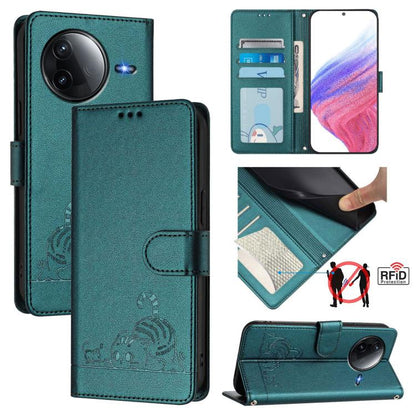 Cat Rat Embossed Pattern RFID Leather Phone Case with Lanyard, For Redmi Note 14 4G 164.84mm, For Redmi K80 5G / K80 Pro 5G, For Redmi Note 14 5G, For Redmi Note 14 Pro 5G