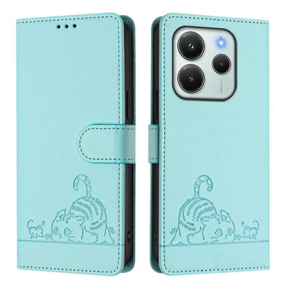Cat Rat Embossed Pattern RFID Leather Phone Case with Lanyard