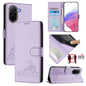 Cat Rat Embossed Pattern RFID Leather Phone Case with Lanyard