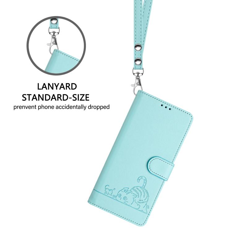 Cat Rat Embossed Pattern RFID Leather Phone Case with Lanyard
