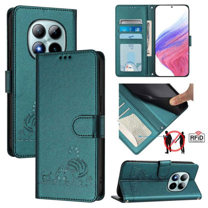 Cat Rat Embossed Pattern RFID Leather Phone Case with Lanyard, For Redmi Note 15 Pro+ 5G Global 163.3mm, For Redmi Note 15 4G / 5G Global 164mm, For Redmi Note 15 Pro 5G Global 163.6mm, For Redmi 15 5G Global / 15 4G SEA