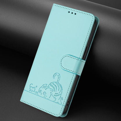 Cat Rat Embossed Pattern RFID Leather Phone Case with Lanyard, For Redmi Note 15 Pro 5G Global 163.6mm, For Redmi 15 5G Global / 15 4G SEA, For Redmi 15 5G / 4G EU 171mm, For Redmi 13x 4G / 13 4G Global