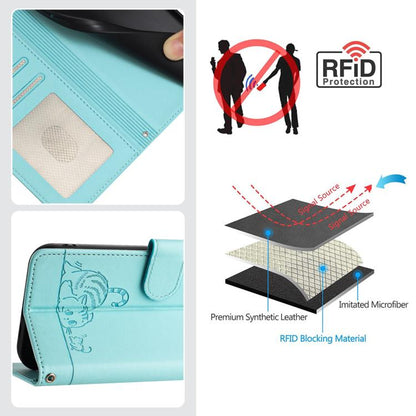 Cat Rat Embossed Pattern RFID Leather Phone Case with Lanyard, For Redmi A7 Pro 171mm / Poco C85x 5G, For Redmi 15a 5G Global, For Redmi Turbo 5 Max / Poco X8 Pro Max, For Redmi Turbo 5 5G / Poco X8 Pro 5G