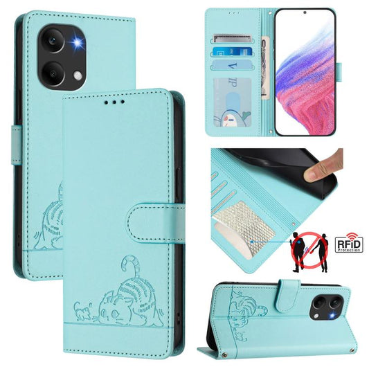 Cat Rat Embossed Pattern RFID Leather Phone Case with Lanyard, For Redmi Turbo 5 Max / Poco X8 Pro Max, For Redmi Turbo 5 5G / Poco X8 Pro 5G, For Redmi Note 15 Pro+ 5G Global 163.3mm, For Redmi Note 15 4G / 5G Global 164mm