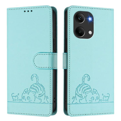 Cat Rat Embossed Pattern RFID Leather Phone Case with Lanyard, For Redmi Turbo 5 Max / Poco X8 Pro Max, For Redmi Turbo 5 5G / Poco X8 Pro 5G, For Redmi Note 15 Pro+ 5G Global 163.3mm, For Redmi Note 15 4G / 5G Global 164mm