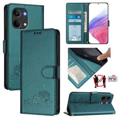 Cat Rat Embossed Pattern RFID Leather Phone Case with Lanyard, For Redmi A7 Pro 171mm / Poco C85x 5G, For Redmi 15a 5G Global, For Redmi Turbo 5 Max / Poco X8 Pro Max, For Redmi Turbo 5 5G / Poco X8 Pro 5G