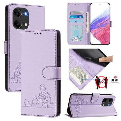 Cat Rat Embossed Pattern RFID Leather Phone Case with Lanyard, For Redmi A7 Pro 171mm / Poco C85x 5G, For Redmi 15a 5G Global, For Redmi Turbo 5 Max / Poco X8 Pro Max, For Redmi Turbo 5 5G / Poco X8 Pro 5G