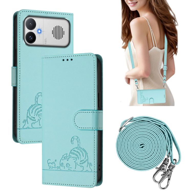 Cat Rat Embossed Pattern RFID Leather Phone Case with Lanyard, For Redmi K90 Max 5G, For Redmi A7 Pro 171mm / Poco C85x 5G, For Redmi 15a 5G Global, For Redmi A5 4G 171.7mm / Poco C71 4G